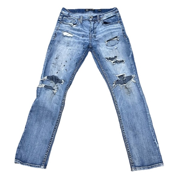 BKE Buckle Jake Straight Blue Distressed Paint Splatter  Distressed Men’s 32X32 - Picture 1 of 10